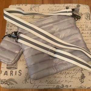 Think Royln light camouflage cross body with small pouch attached